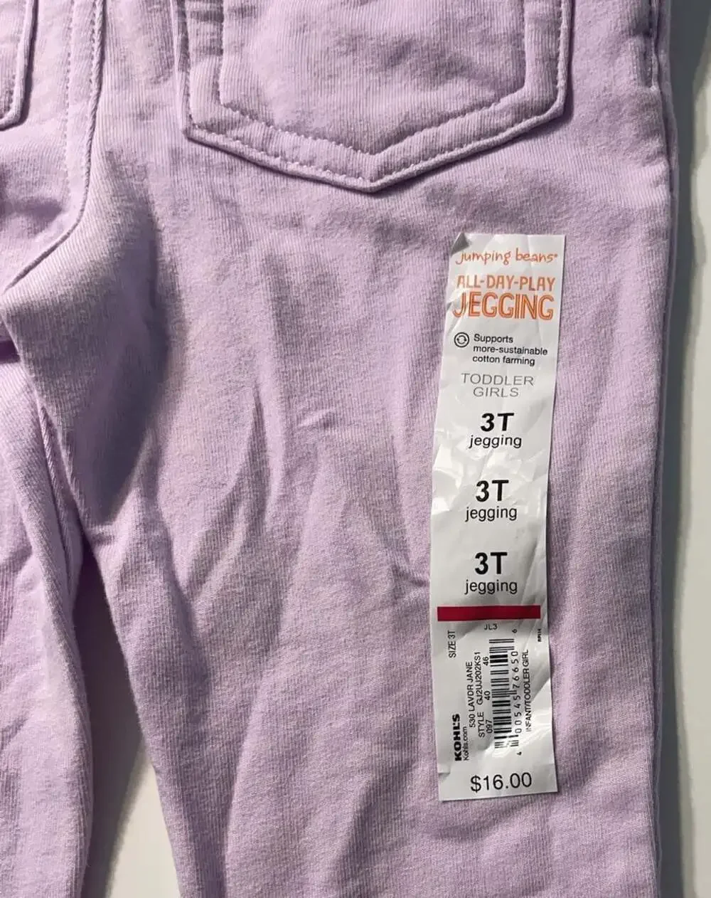 NWT Jumping Beans 3T Toddler Girls Lavender‎ All-Day-Play Jegging Pull On Pants
